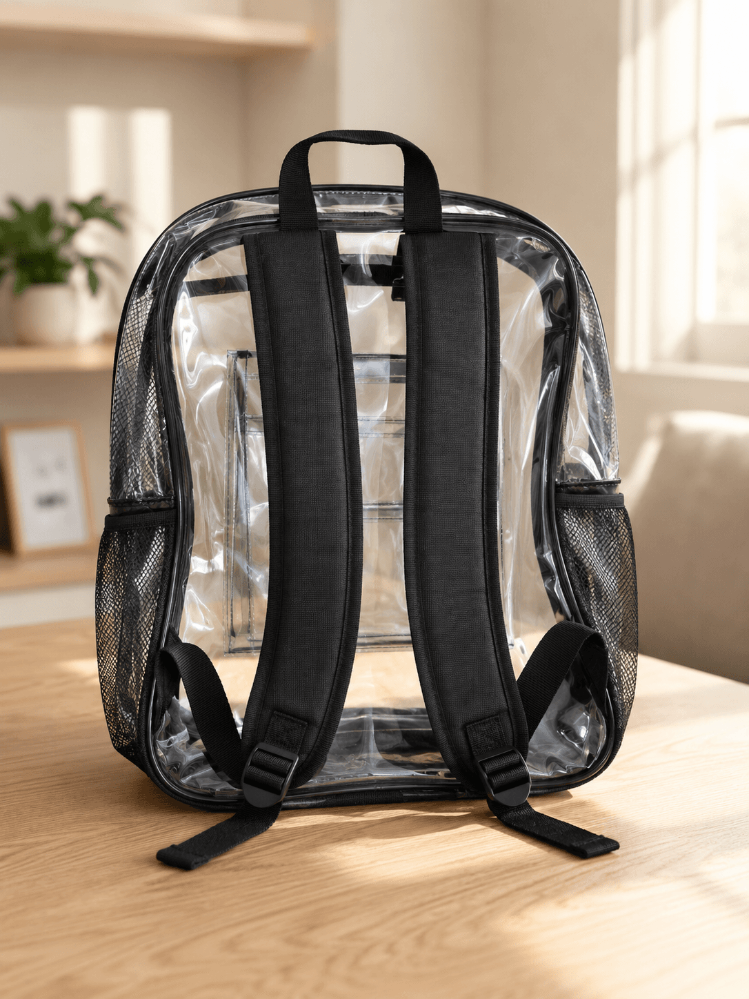 FAYFAY clear backpack — padded straps, everyday setting